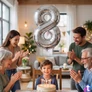 Kép 2/3 - 8-as születésnapi szám fólia lufi, ezüst, 40"