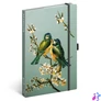 Kép 1/2 - Presco keménytáblás notesz, pontozott vonalozással, krémszínű lapokkal, leszorító gumiszalaggal, Birds, 130x210mm