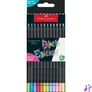 Kép 2/2 - Színes ceruza készlet háromszögletű BLACK EDITION Faber-Castell neon+pasztell fekete test 12klf. szín