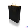 Kép 1/8 - Sodrottfüles papírtáska 320x420mm 150mm talp L méret 200 db/doboz, fekete