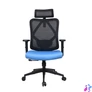 Kép 1/5 - IRISOffice Eclipse kék/fekete ergonómikus, szövet-hálós irodai forgószék fej és háttámasszal