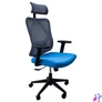 Kép 1/4 - IRISOffice Eclipse kék/szürke ergonómikus, szövet-hálós irodai forgószék fej és háttámasszal