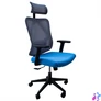 Kép 1/4 - IRISOffice Eclipse kék/szürke ergonómikus, szövet-hálós irodai forgószék fej és háttámasszal