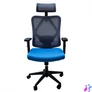 Kép 2/4 - IRISOffice Eclipse kék/szürke ergonómikus, szövet-hálós irodai forgószék fej és háttámasszal