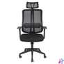 Kép 1/3 - IRISOffice Felix fekete, ergonómikus, szövet-hálós irodai forgószék fejtámasszal