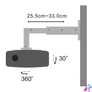 Kép 2/5 - Stell SHO 1092 25 -33cm, 15°, 15kg ezüst fali kihúzható projektor tartó
